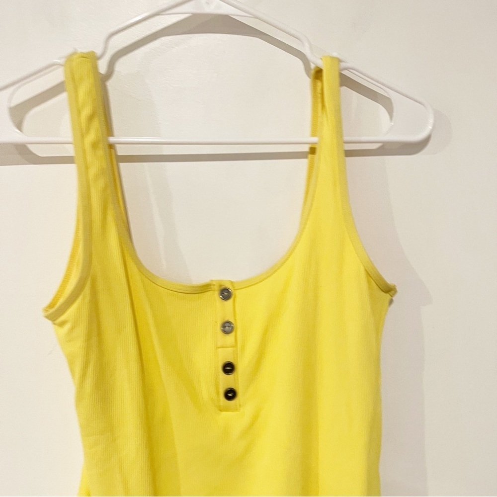 LSPACE Float On Henley Yellow One Piece Button Ribbed Swimsuit size Large - Picture 4 of 6